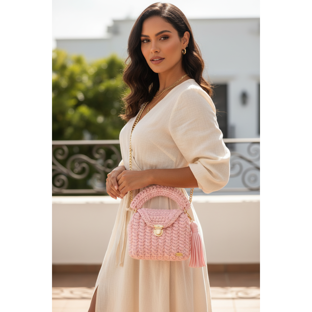 Crochet Pink Smart Hand Bag. Hand Made in the U.K. by Kenia - KPhasion 🇧🇷❤️🇧🇷 (Pre order with personal customisations)
