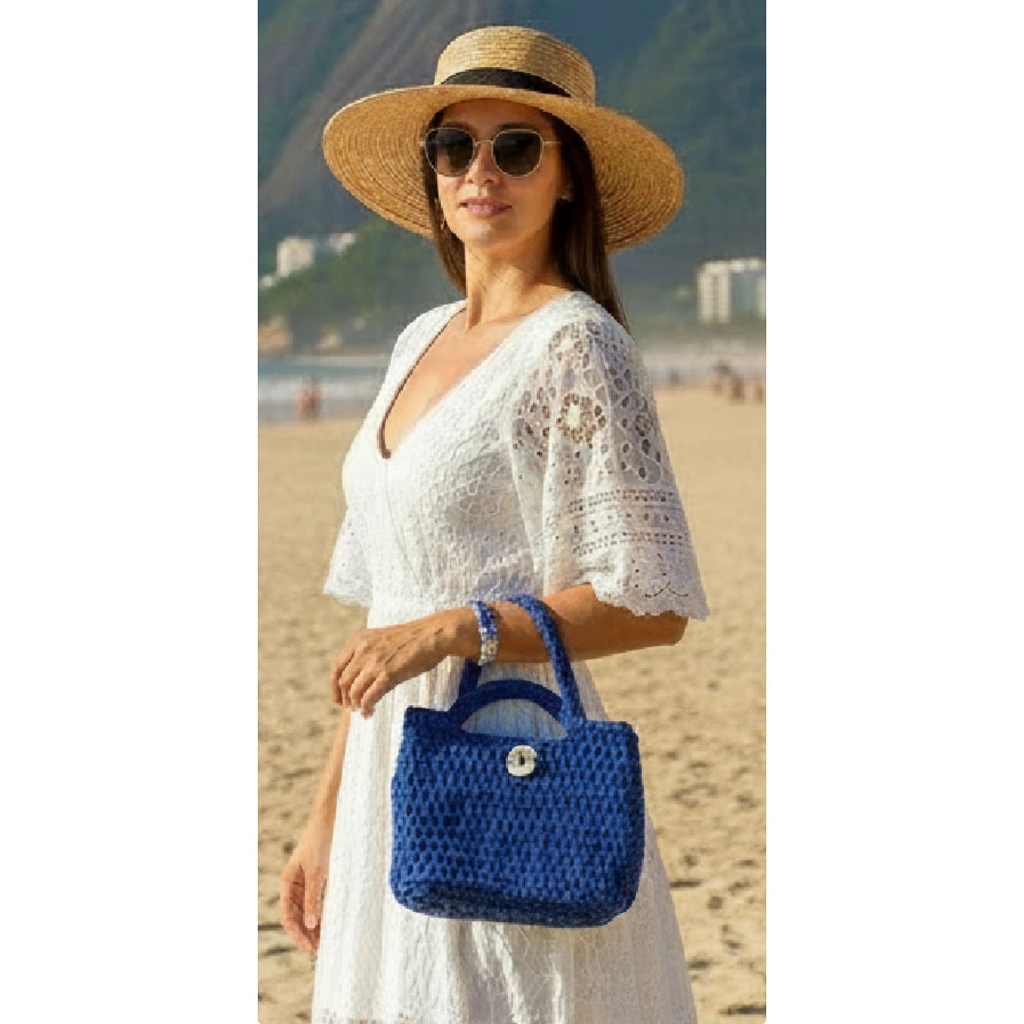 Crochet Tote style Hand Bag & Crochet Bracelet - Hand Made in the U.K. by Kenia - KPhasion 🇧🇷❤️🇧🇷