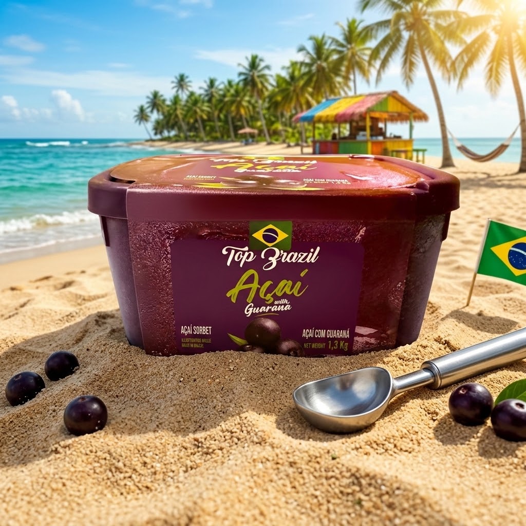 Acai Sorbet with Guarana 1.5L Top Brazil (Polpanorte) (Inc free Cold Box & prep)