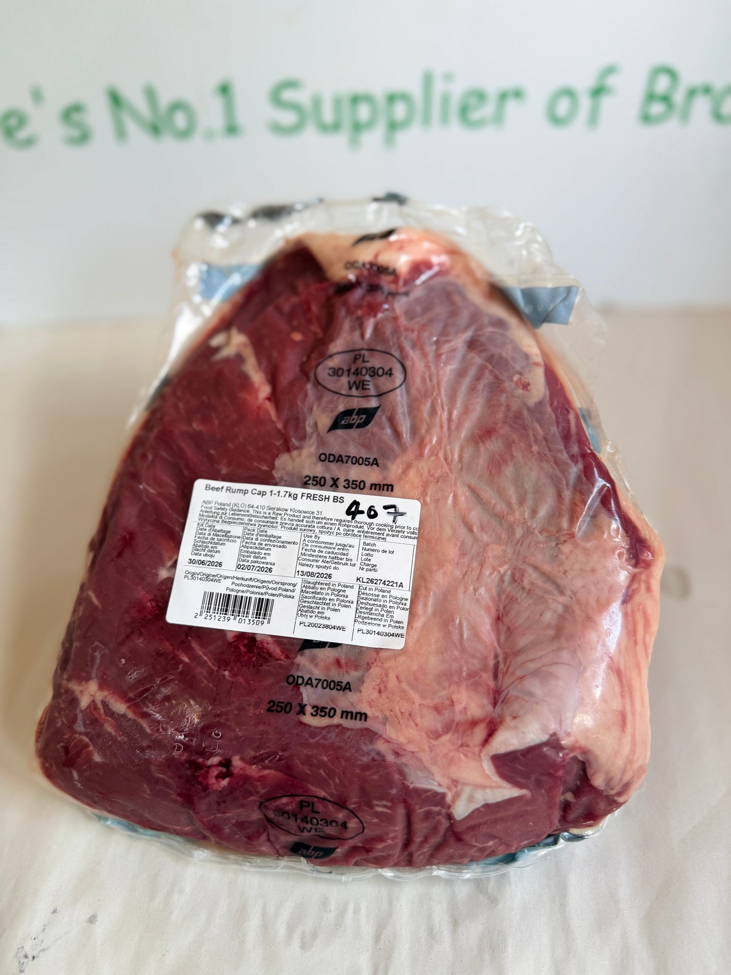 Picanha (From Blue Smoke Farms) Piece 407 1.372 @£20.47 /KG