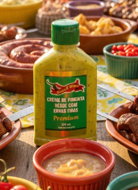 Creme de Pimenta Verde com Erva Finas Premium 200ml Aroma D’Minas
