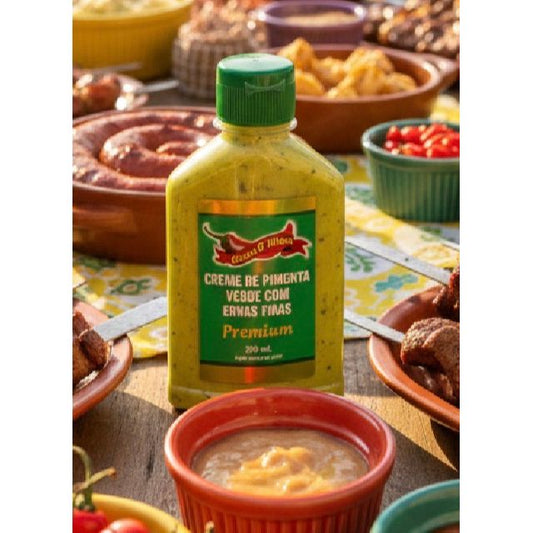 Creme de Pimenta Verde com Erva Finas Premium 200ml Aroma D’Minas
