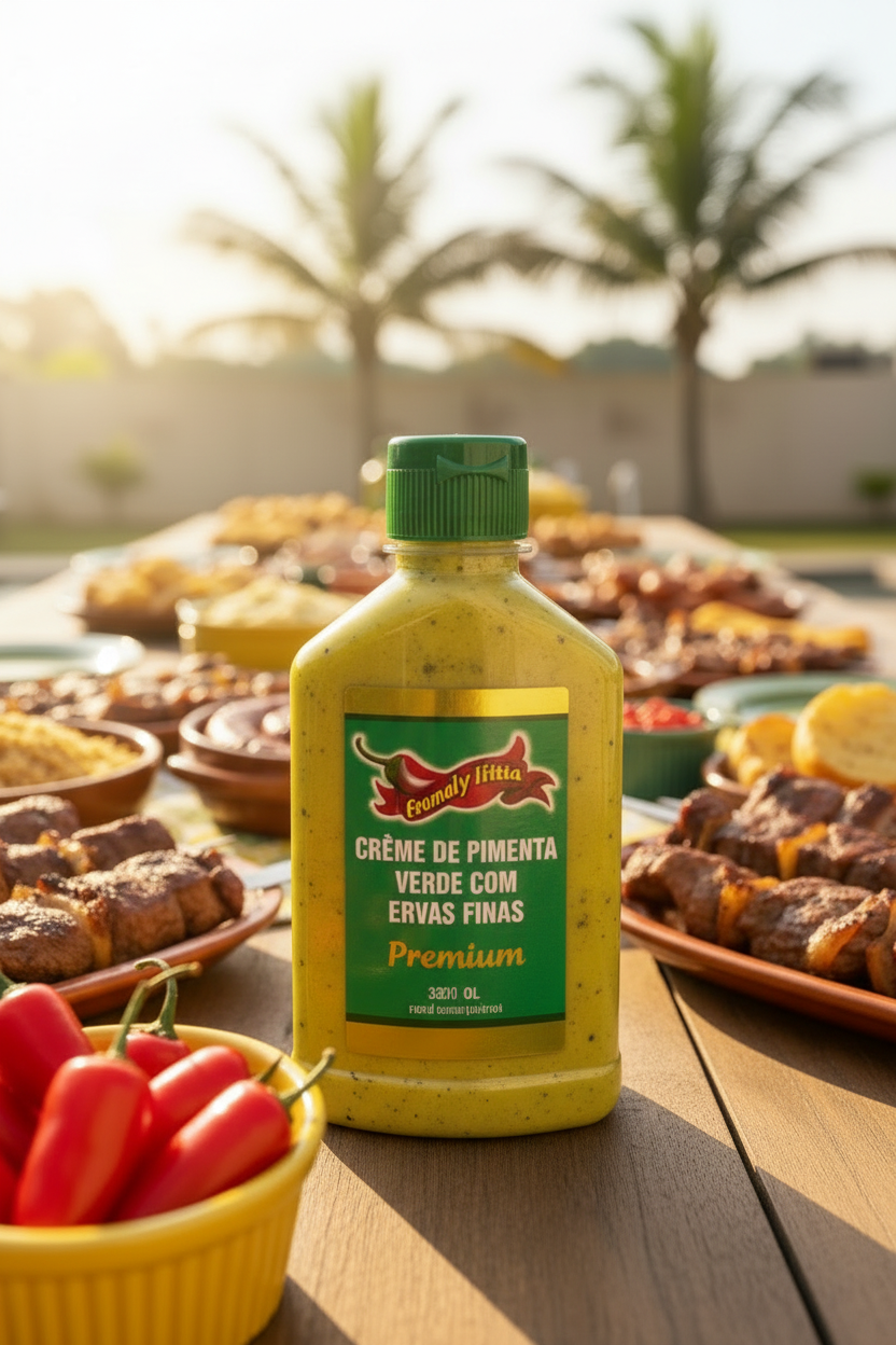 Creme de Pimenta Verde com Erva Finas Premium 200ml Aroma D’Minas