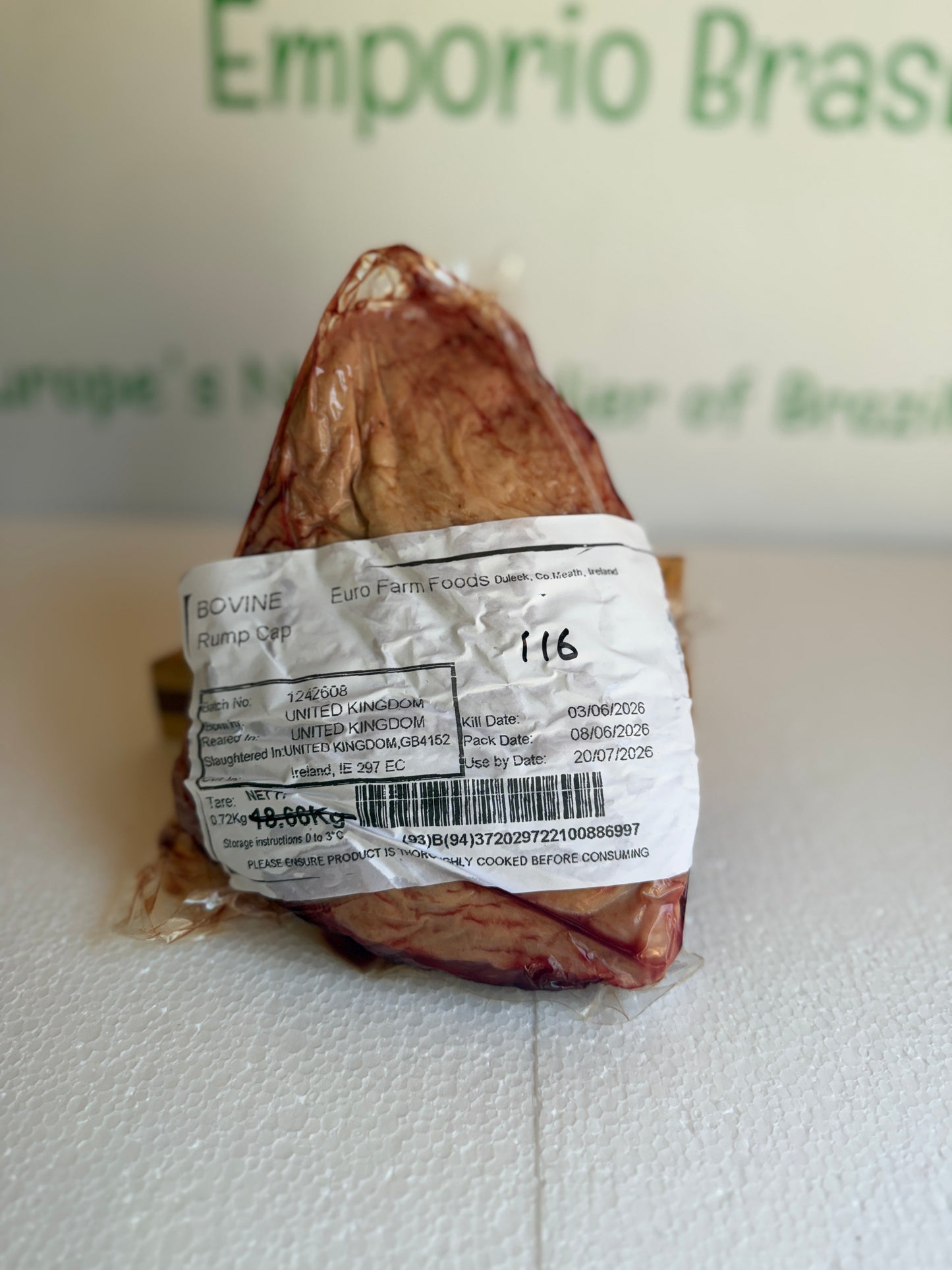 Picanha Irish (Euro Farm)  Piece 116 1.096 @£19.97 /KG