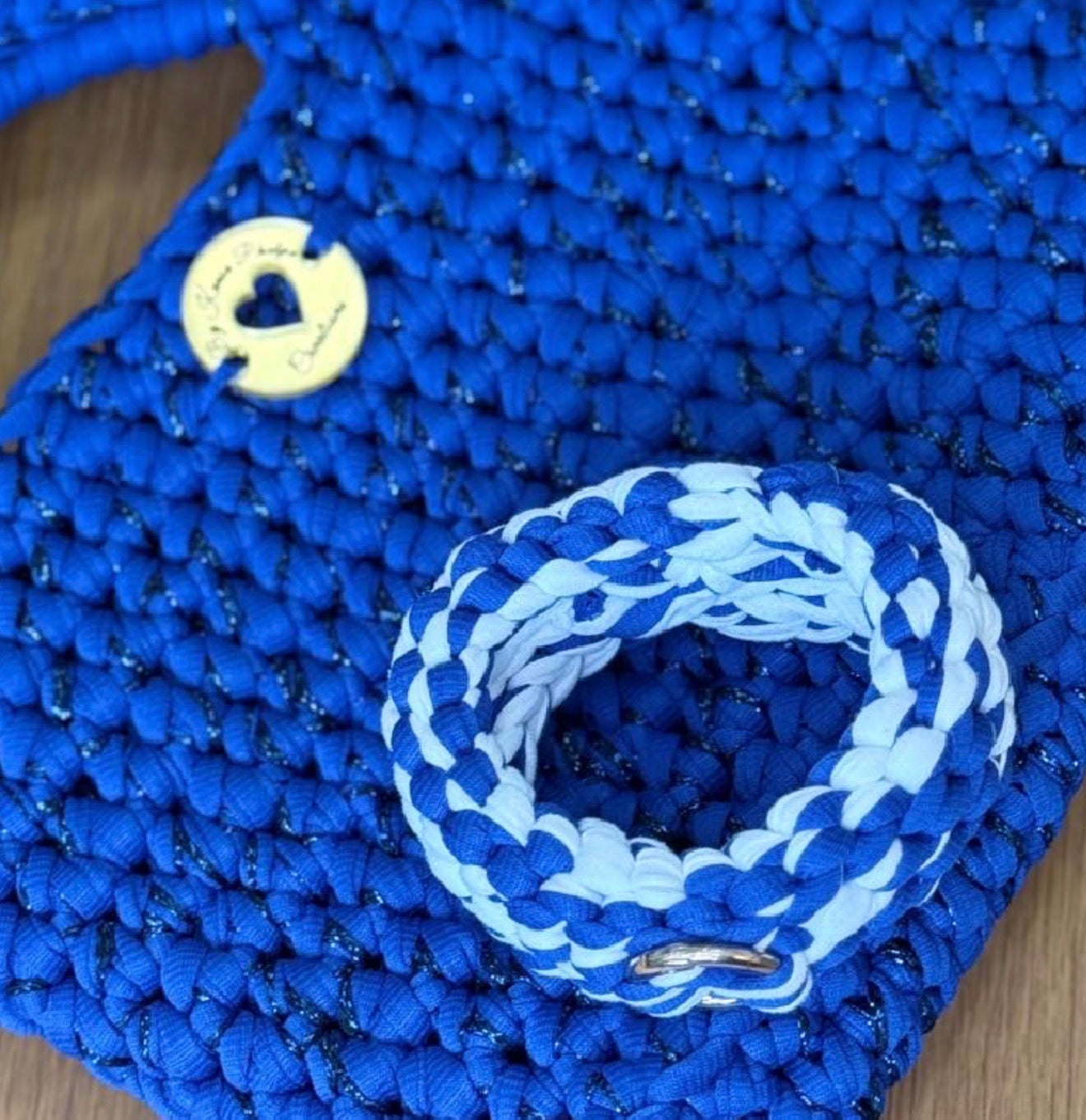 Crochet Tote style Hand Bag & Crochet Bracelet - Hand Made in the U.K. by Kenia - KPhasion 🇧🇷❤️🇧🇷