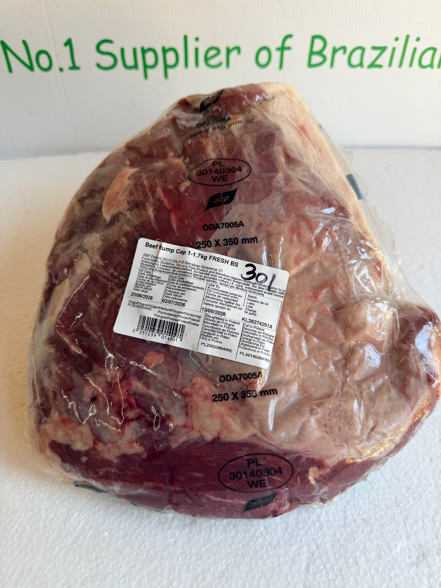 Picanha (From Blue Smoke Farms) Piece 301 1.418 @ £20.47 /KG