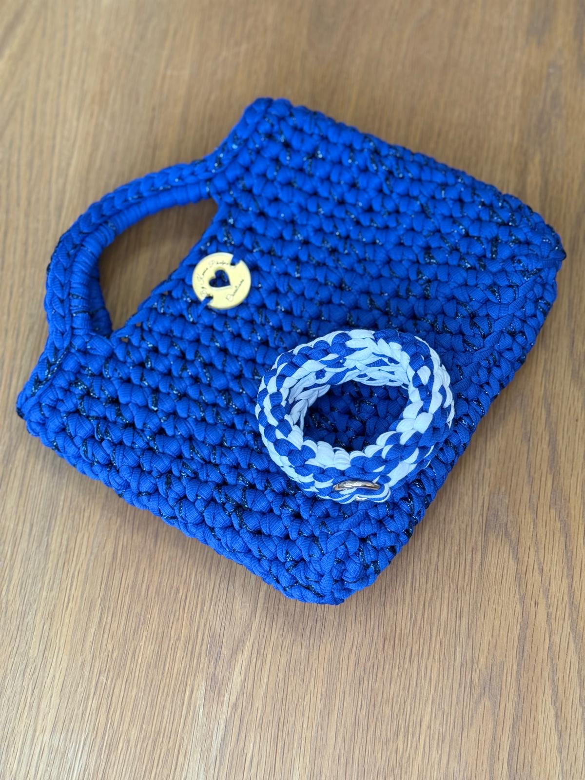 Crochet Tote style Hand Bag & Crochet Bracelet - Hand Made in the U.K. by Kenia - KPhasion 🇧🇷❤️🇧🇷