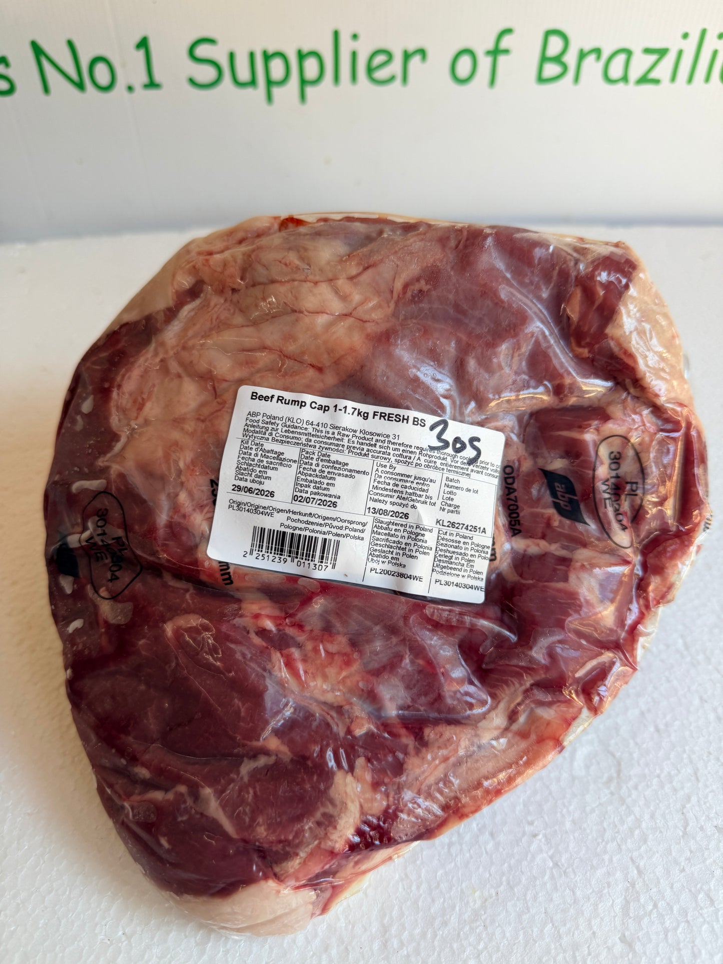 Picanha (From Blue Smoke Farms) Piece 305 1.161 @ £20.47 /KG