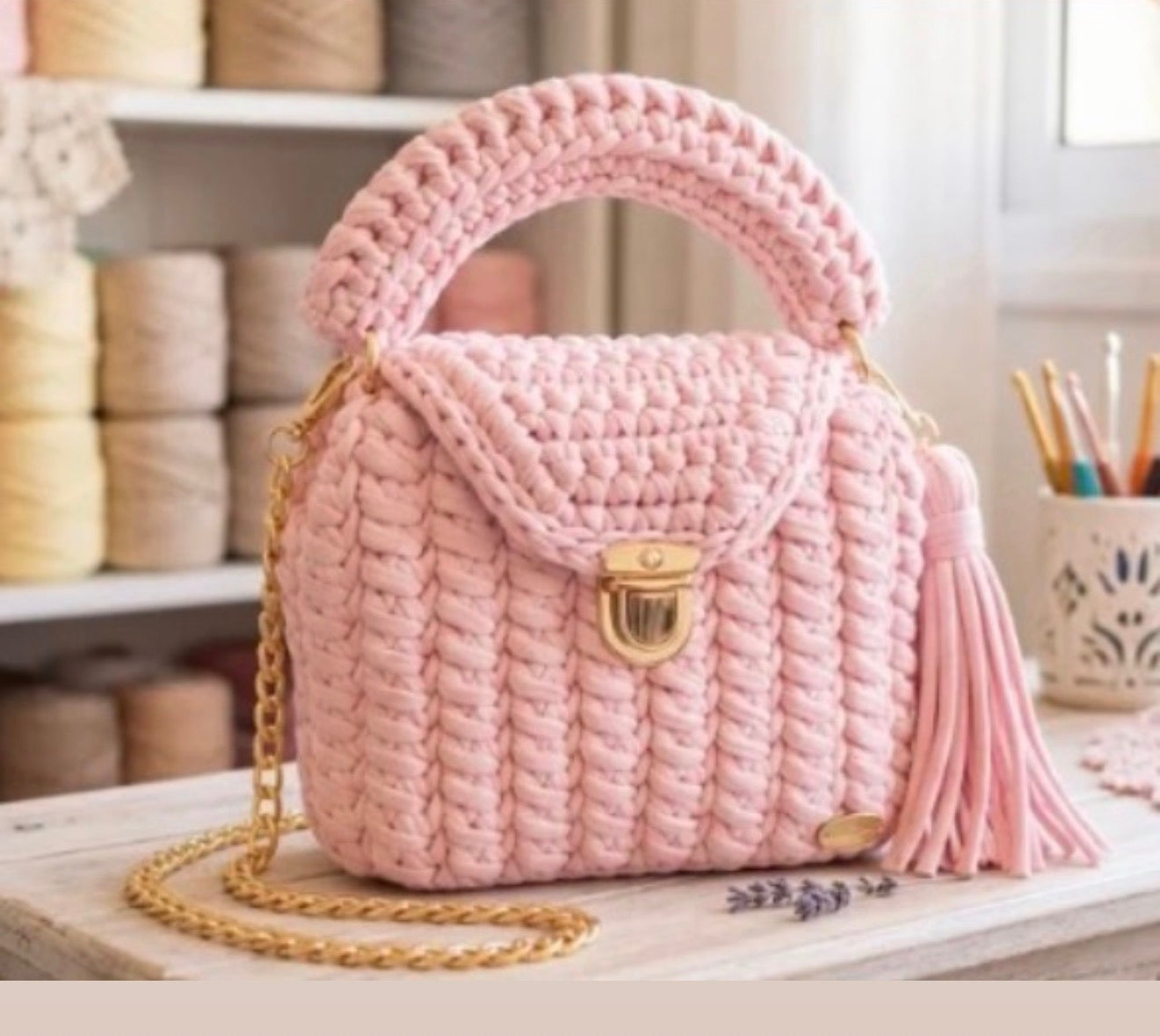 Crochet Pink Smart Hand Bag. Hand Made in the U.K. by Kenia - KPhasion 🇧🇷❤️🇧🇷 (Pre order with personal customisations)