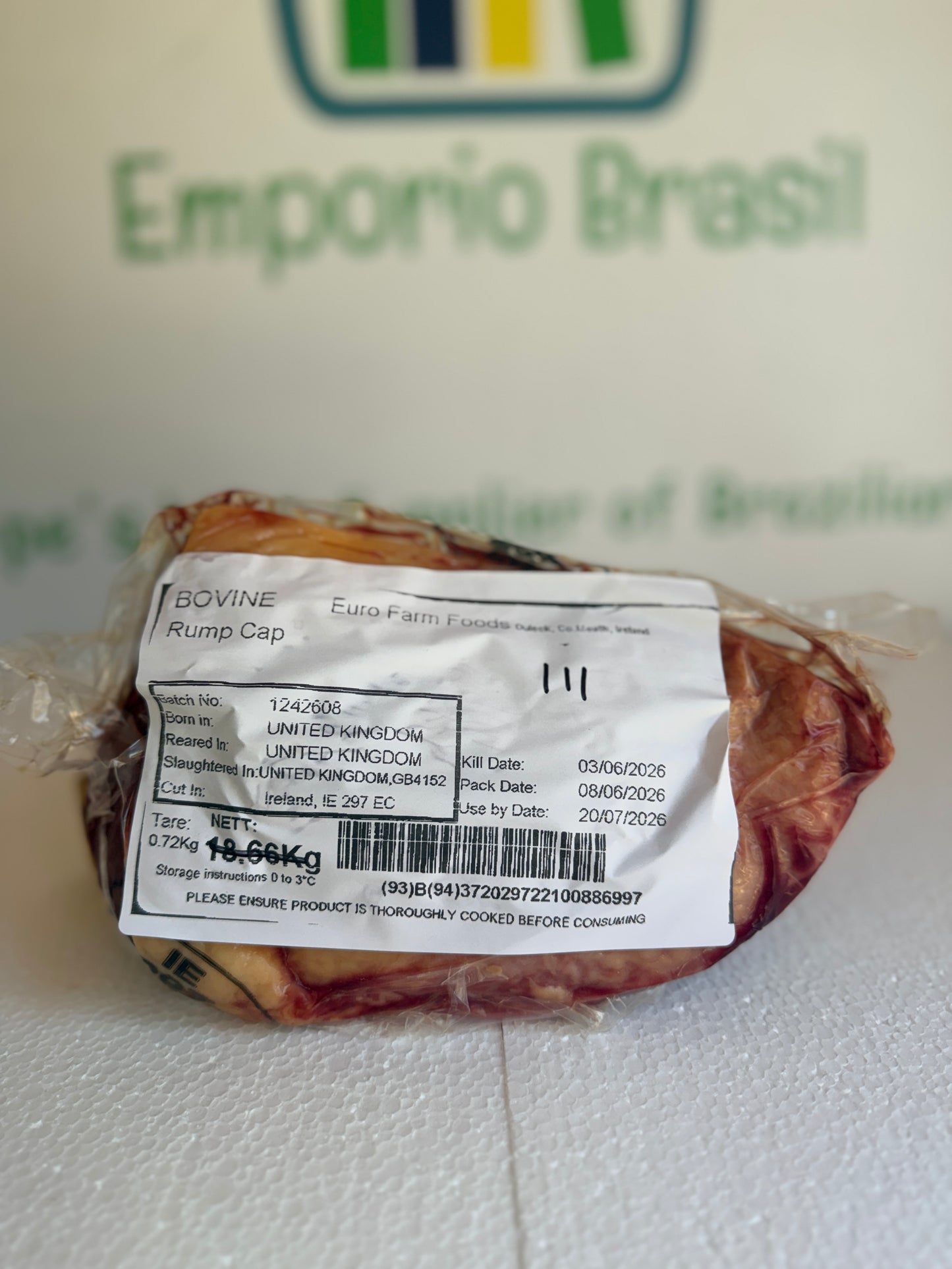 Picanha Irish (Euro Farm)  Piece 111 0.848 @£19.97 /KG