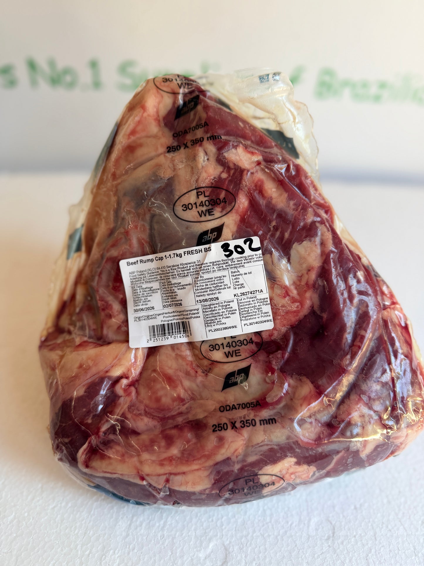 Picanha (From Blue Smoke Farms) Piece 302 1.471 @ £20.47 /KG