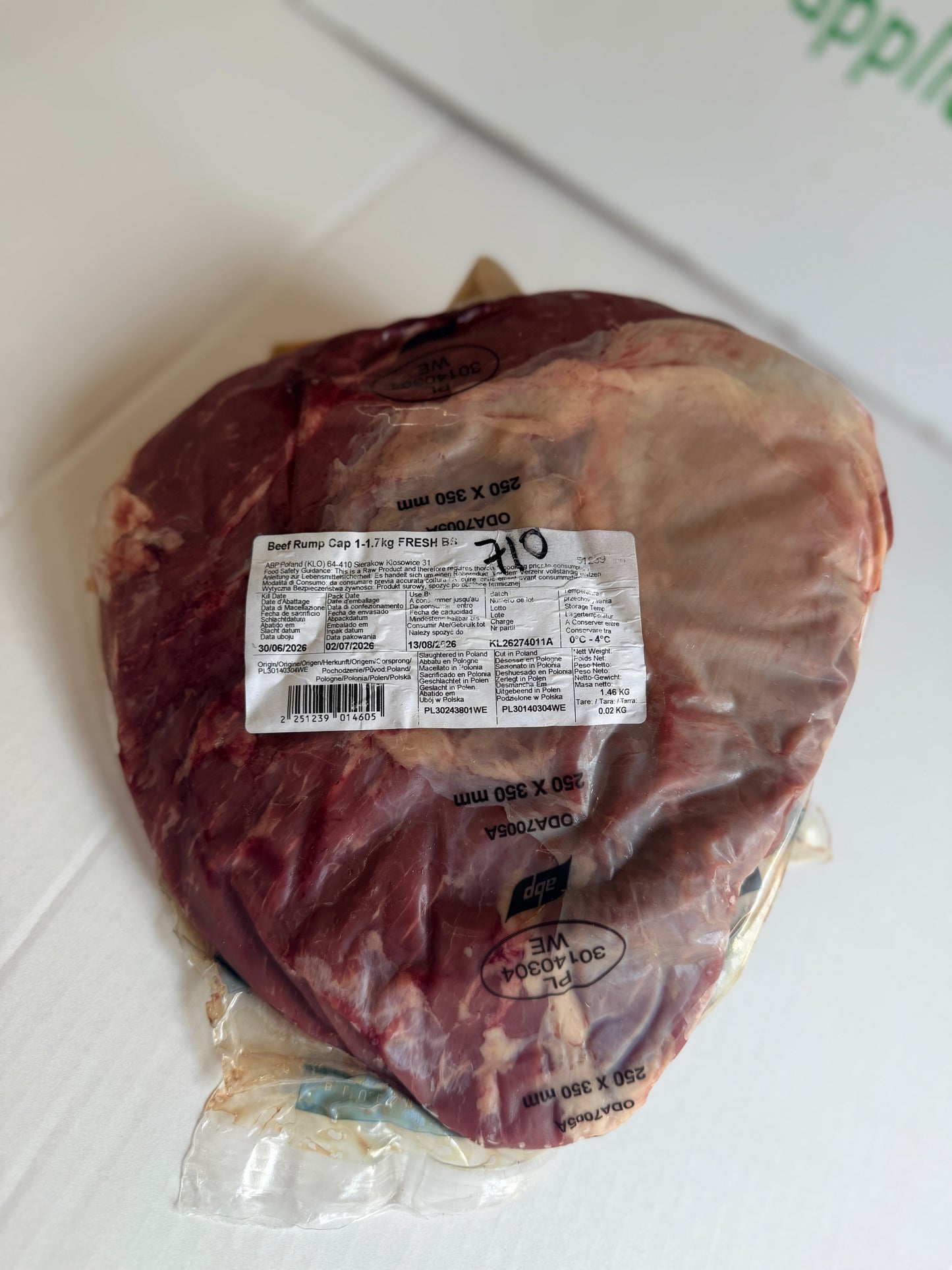 Picanha (From Blue Smoke Farms) Piece 710 1.484 @£20.47 /KG