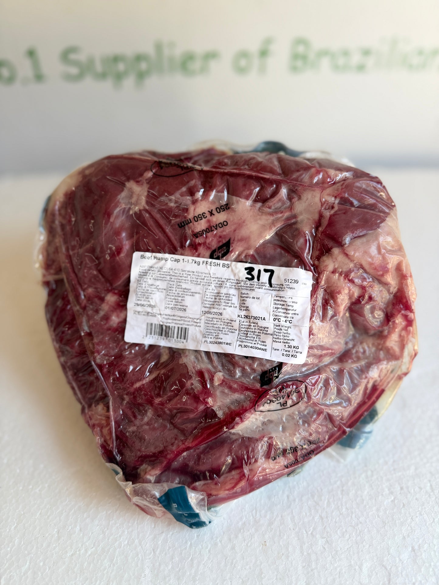 Picanha (From Blue Smoke Farms) Piece 317 1.311 @ £20.47 /KG