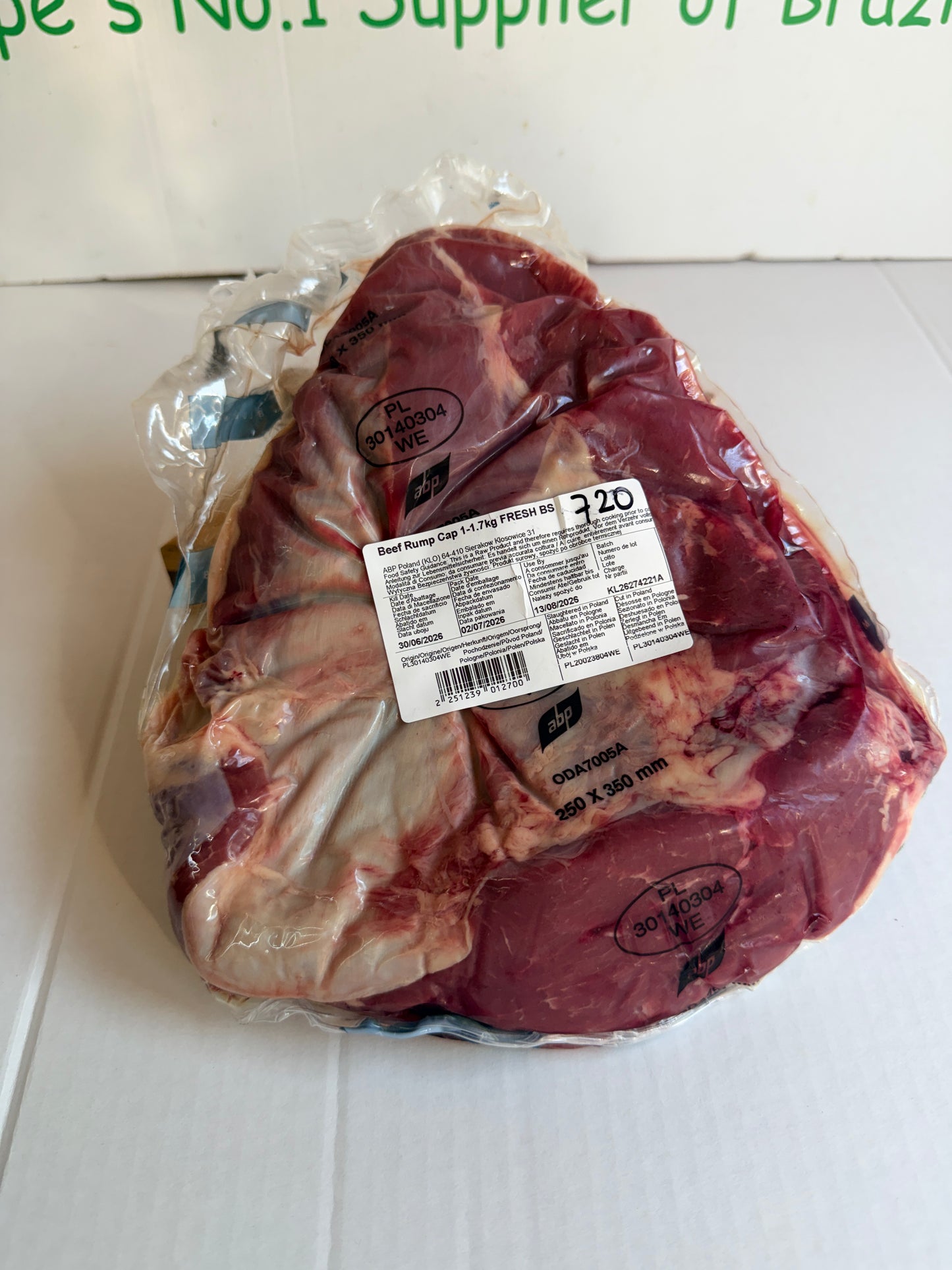 Picanha (From Blue Smoke Farms) Piece 720 1.294 @£20.47 /KG