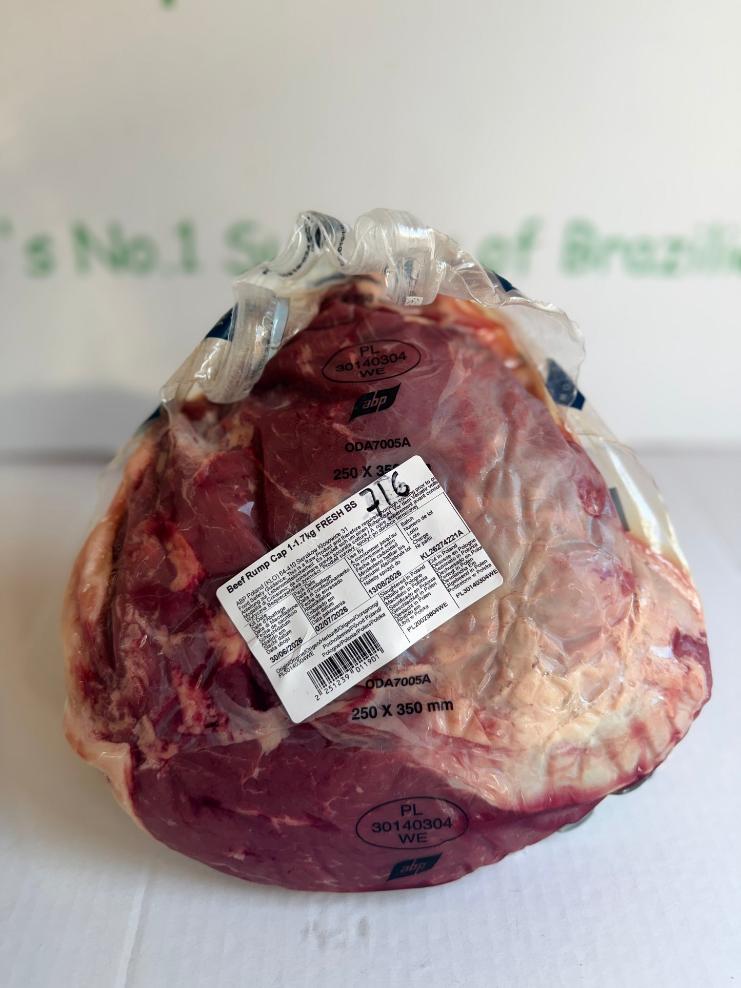 Picanha (From Blue Smoke Farms) Piece 716 1.208 @£20.47 /KG