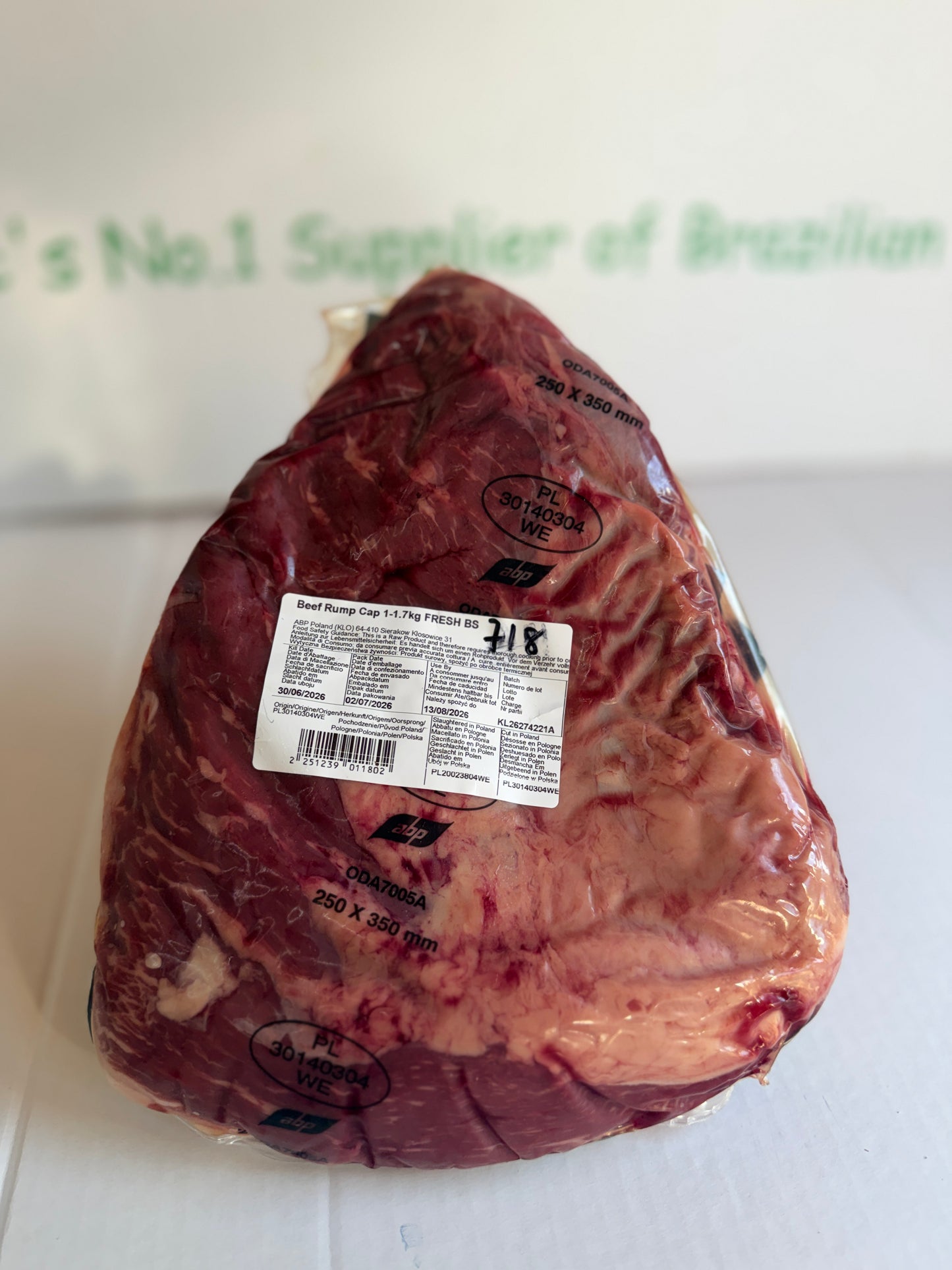 Picanha (From Blue Smoke Farms) Piece 718 1.204 @£20.47 /KG