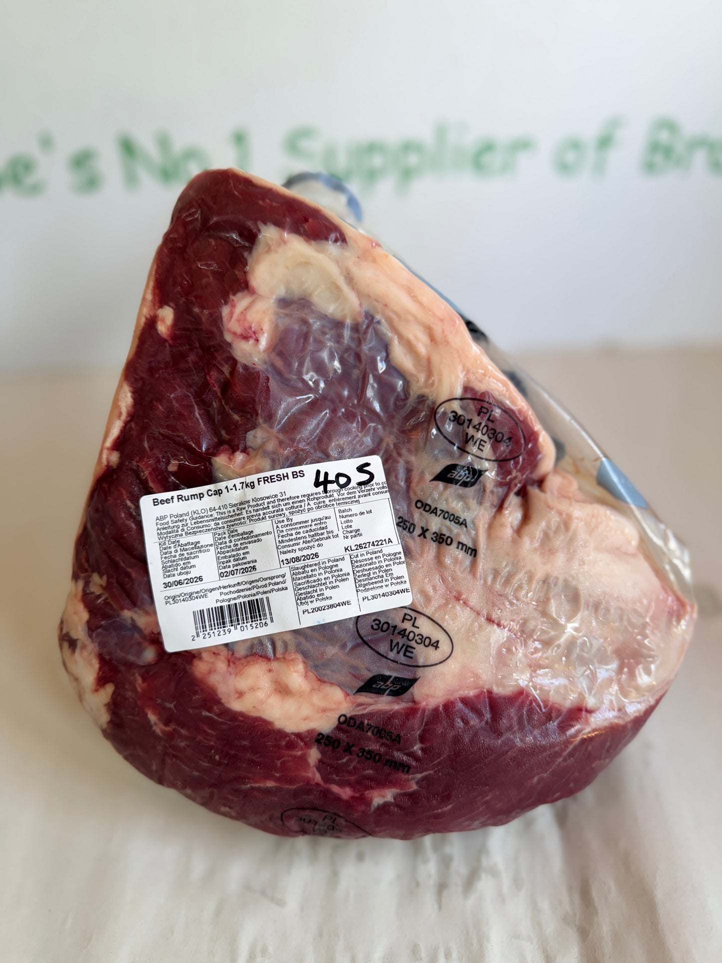 Picanha (From Blue Smoke Farms) Piece 405 1.536 @£20.47 /KG