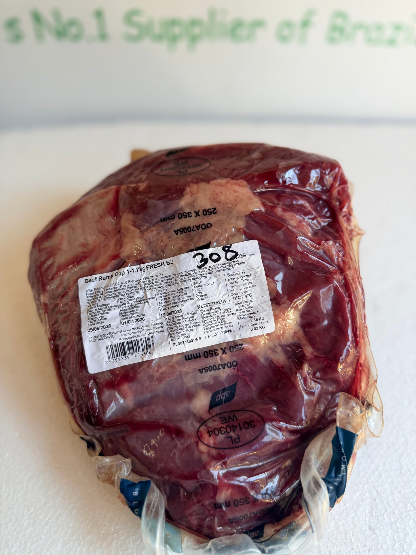 Picanha (From Blue Smoke Farms) Piece 308 1.372 @ £20.47 /KG
