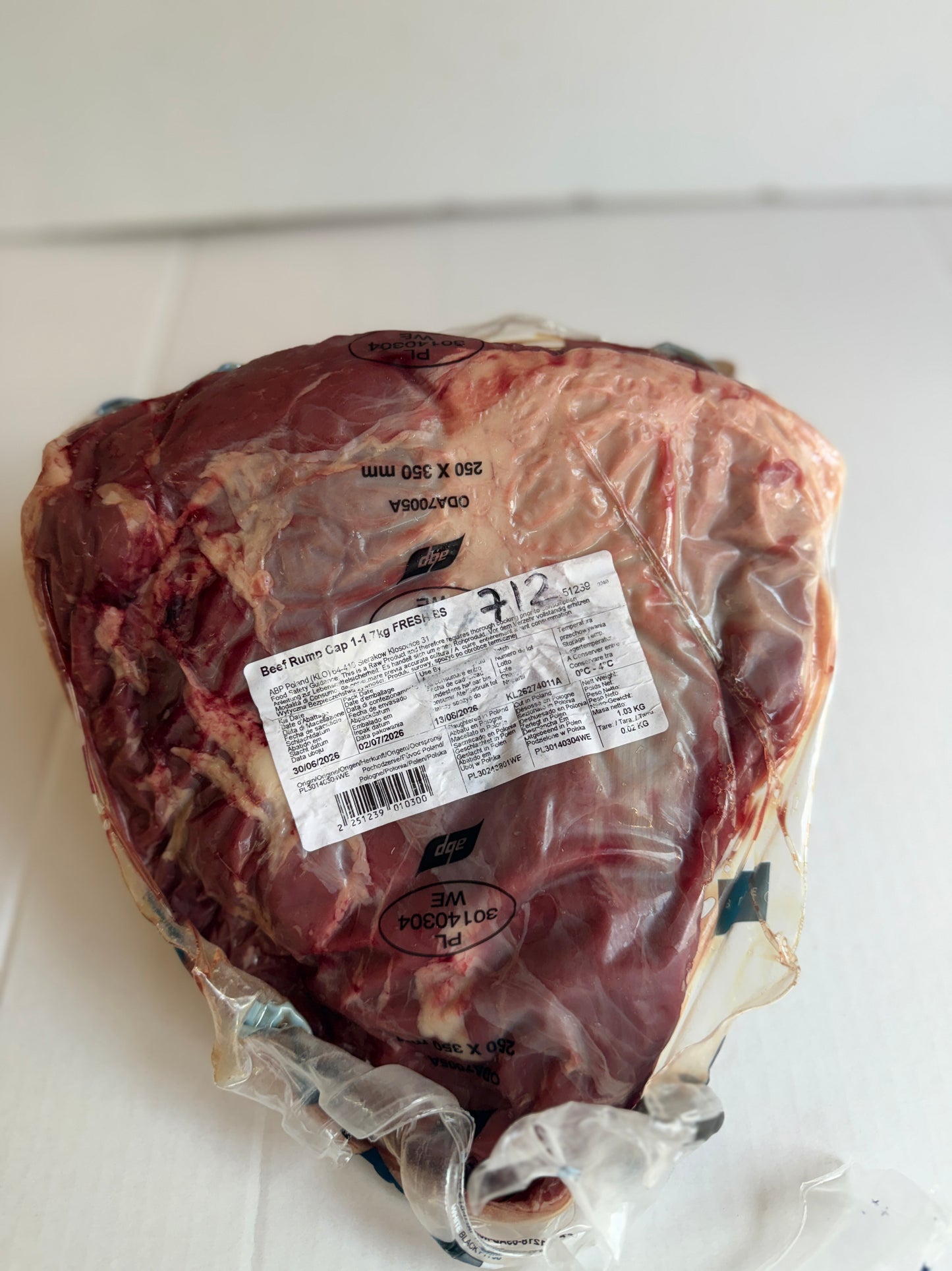 Picanha (From Blue Smoke Farms) Piece 712 1.051 @£20.47 /KG