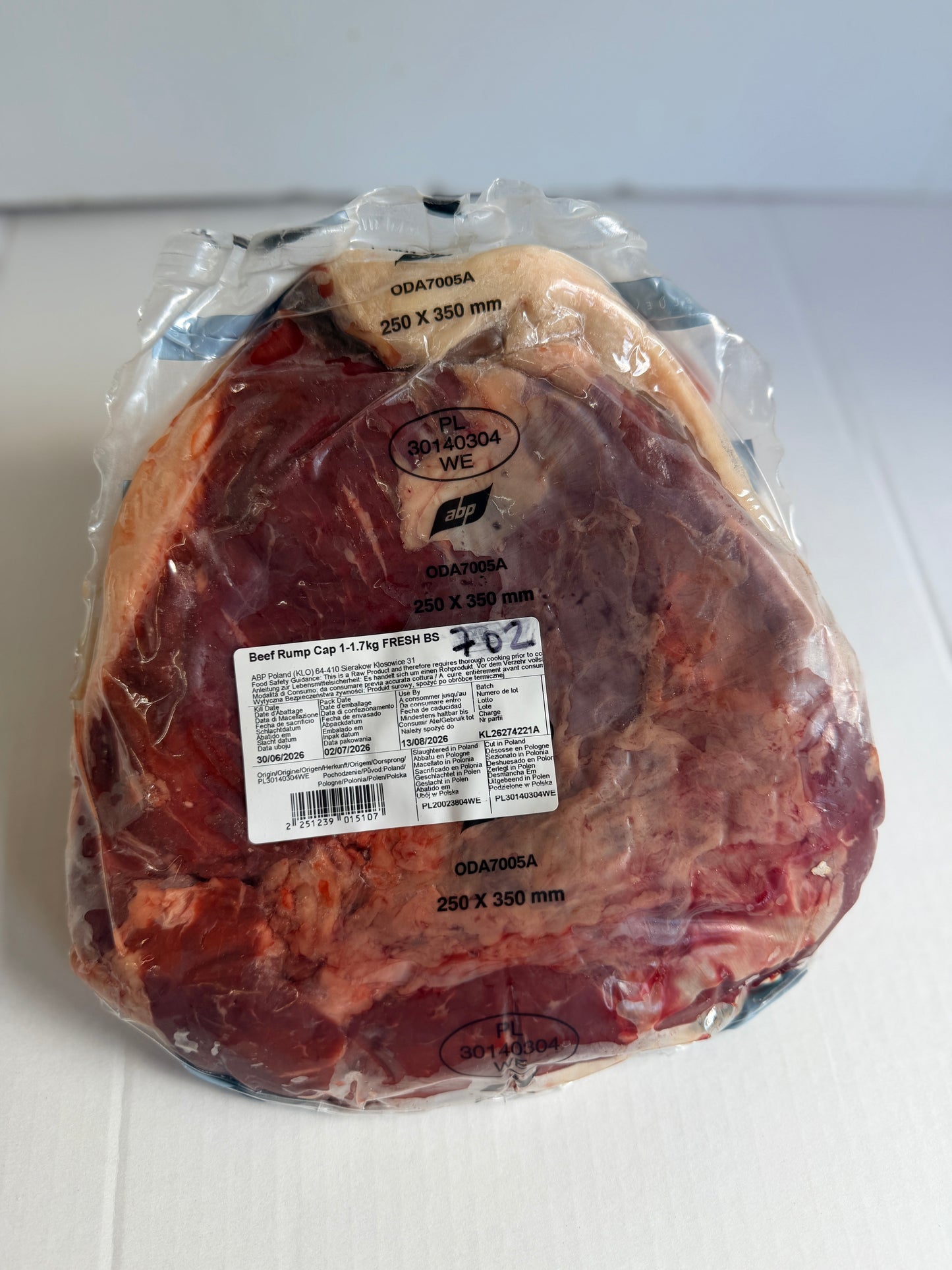 Picanha (From Blue Smoke Farms) Piece 702 1.534 @£20.47 /KG
