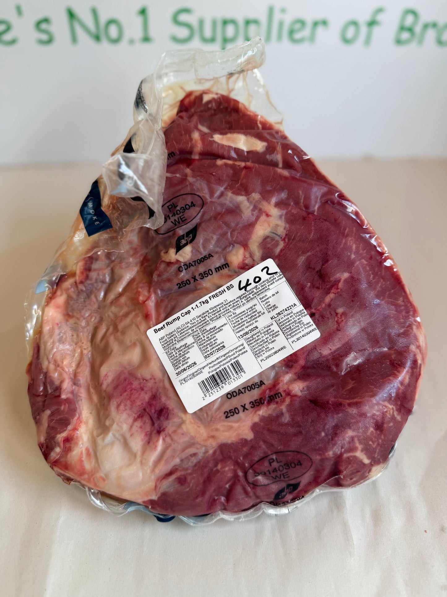 Picanha (From Blue Smoke Farms) Piece 402 1.348 @£20.47 /KG