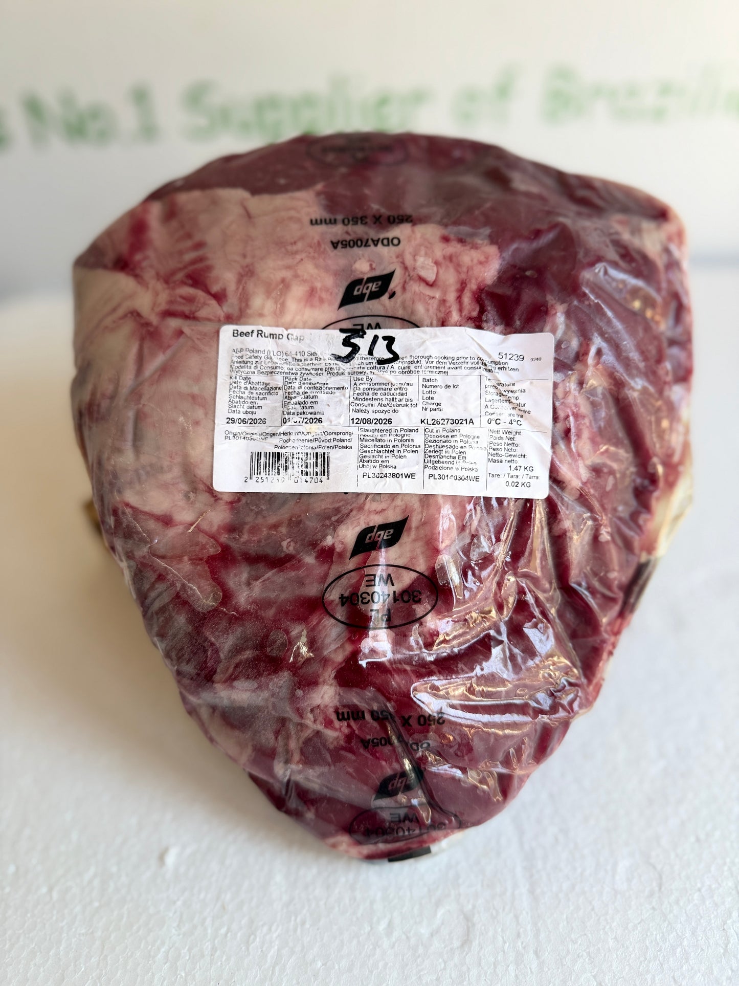 Picanha (From Blue Smoke Farms) Piece 313 1.502 @ £20.47 /KG
