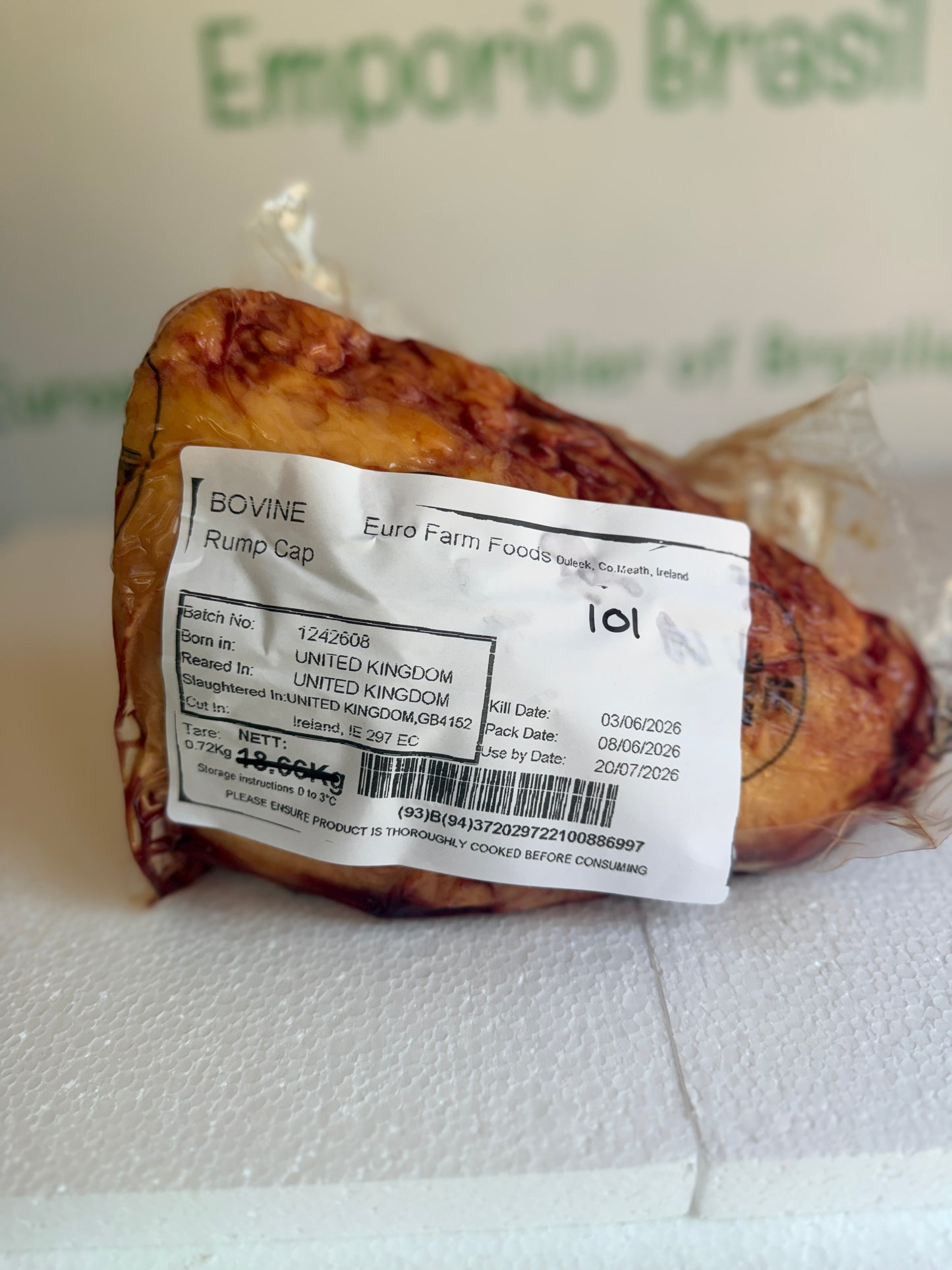 Picanha Irish (Euro Farm)  Piece 101 1.264 @£19.97 /KG