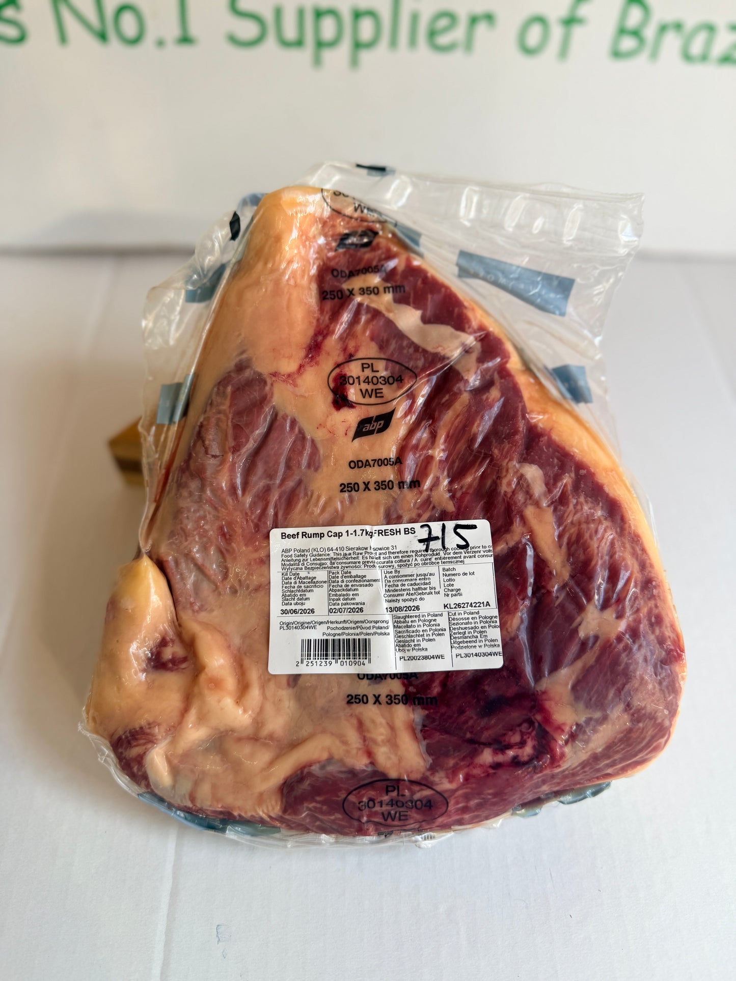 Picanha (From Blue Smoke Farms) Piece 714 1.521 @£20.47 /KG