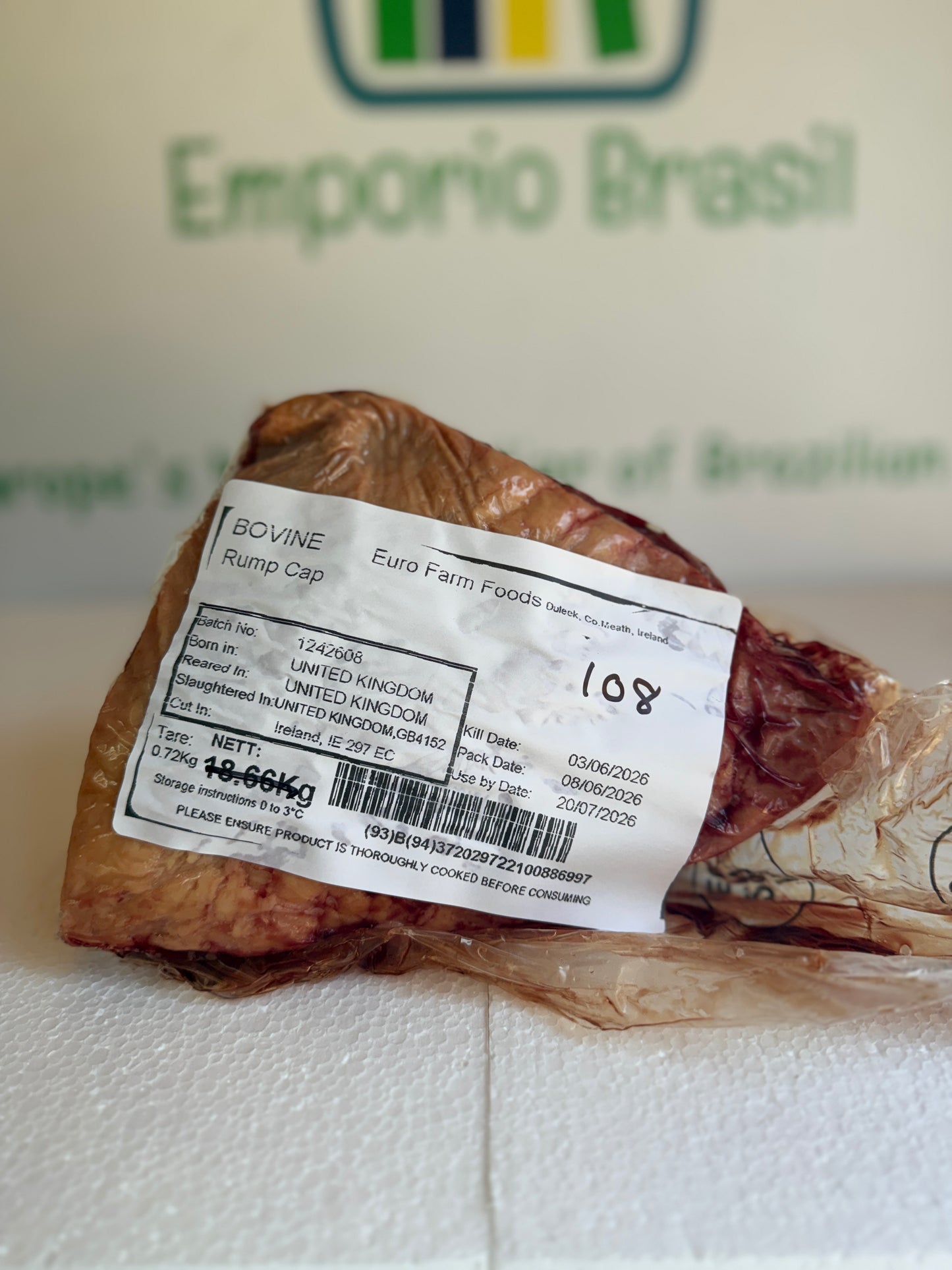 Picanha Irish (Euro Farm)  Piece 108 0.846 @£19.97 /KG