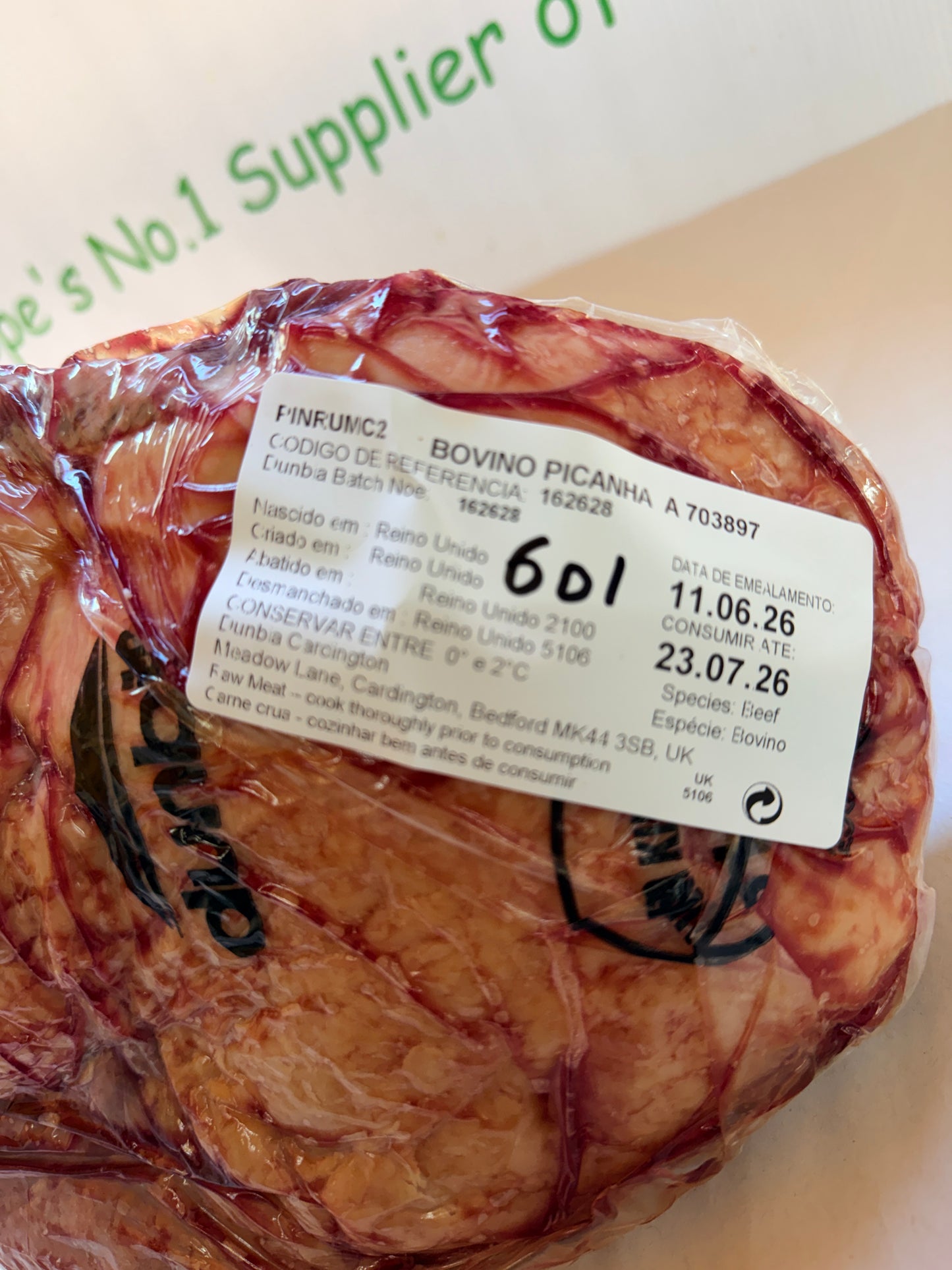 Picanha UK Piece 601 1.562 @£19.97 /KG