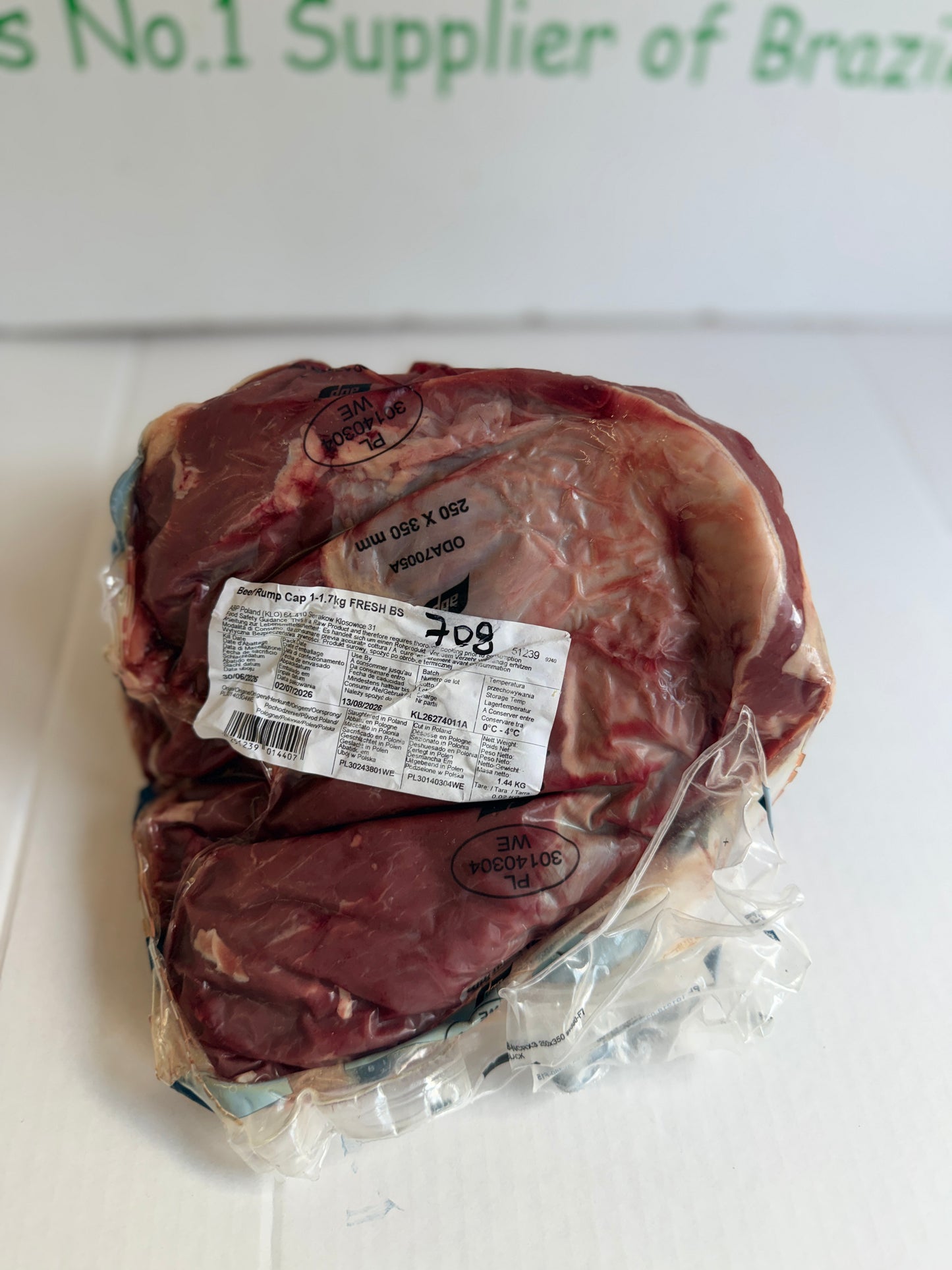 Picanha (From Blue Smoke Farms) Piece 708 1.461 @£20.47 /KG