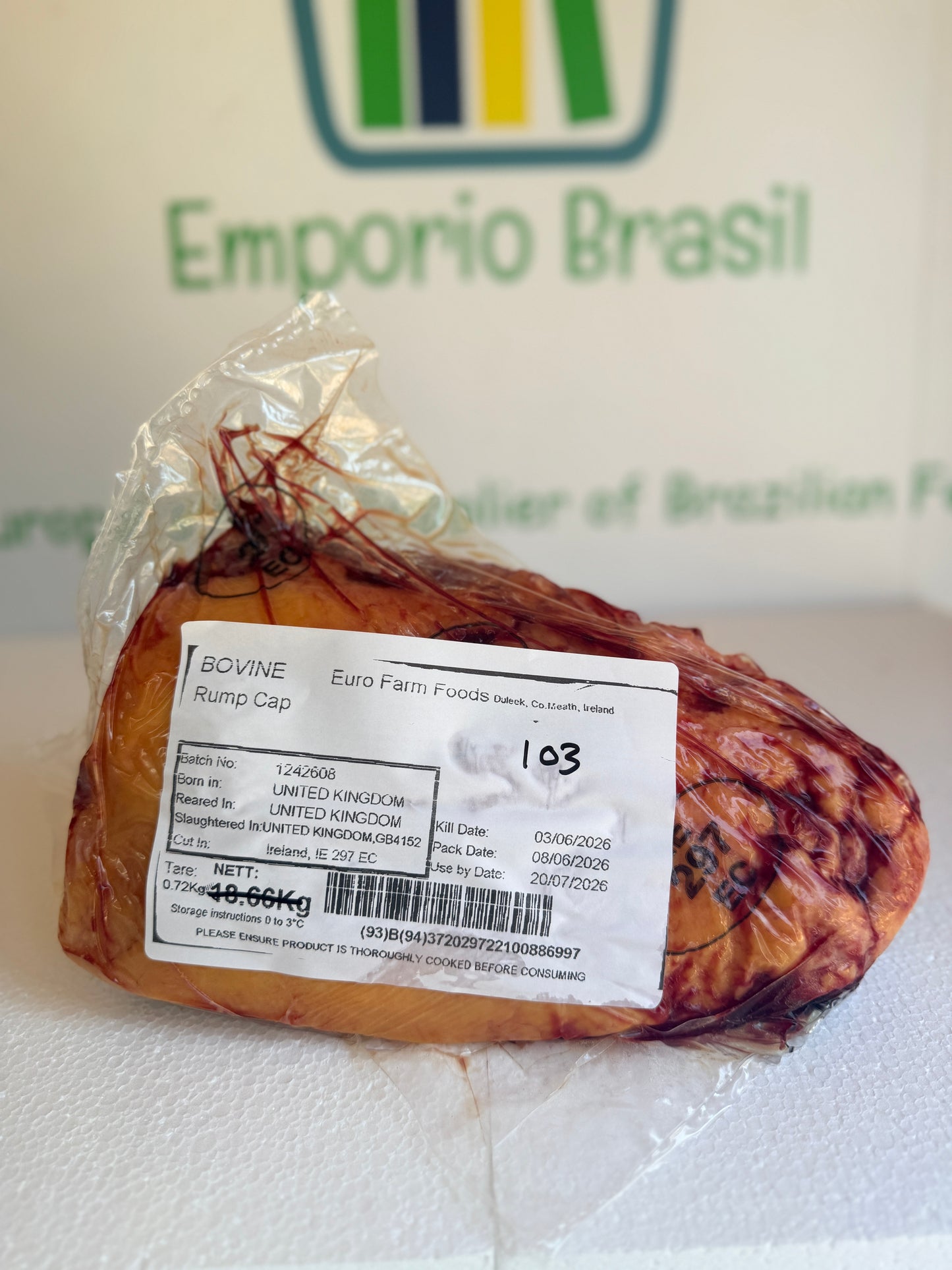 Picanha Irish (Euro Farm)  Piece 103 1.456 @£19.97 /KG