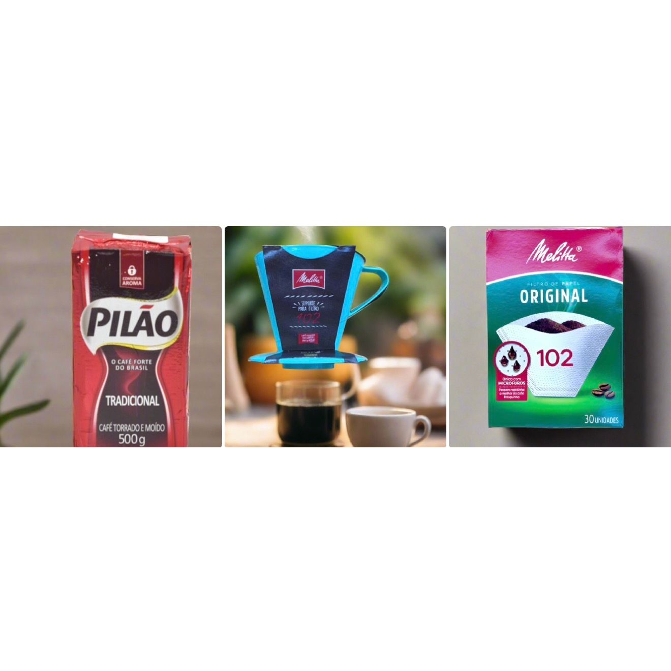 Brazilian Personal Coffee Bundle - Pilao, Filter Holder, Filters pack.