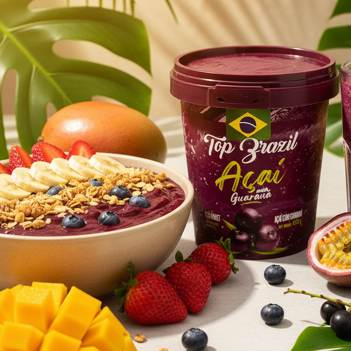 Sorvete de Açaí com Guaraná 900g. Top Brasil (inclui Caixa Térmica grátis)