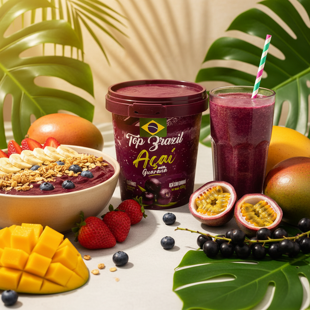 Sorvete de Açaí com Guaraná 900g. Top Brasil (inclui Caixa Térmica grátis)