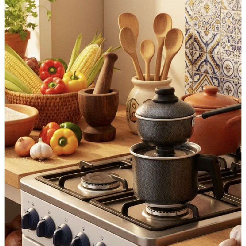Cuscuzeira Black Enamel - Personal Size