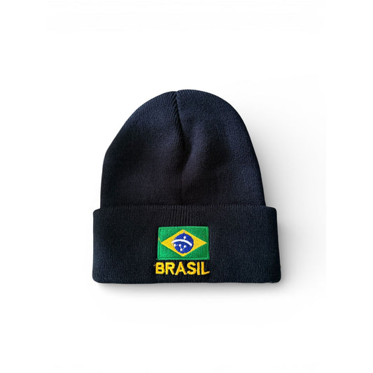 Beanie Hat - Embroidered Logo Brazil Black