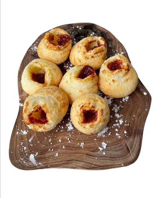 Large Pao De Queijo with Guava Jam 10 Units - Traditional Brazilian Cheese Bread - Frozen