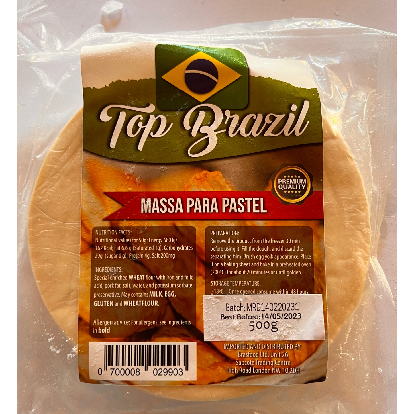 Top Brazil Massa Especial para Pastel Lasagne Pastry 500g